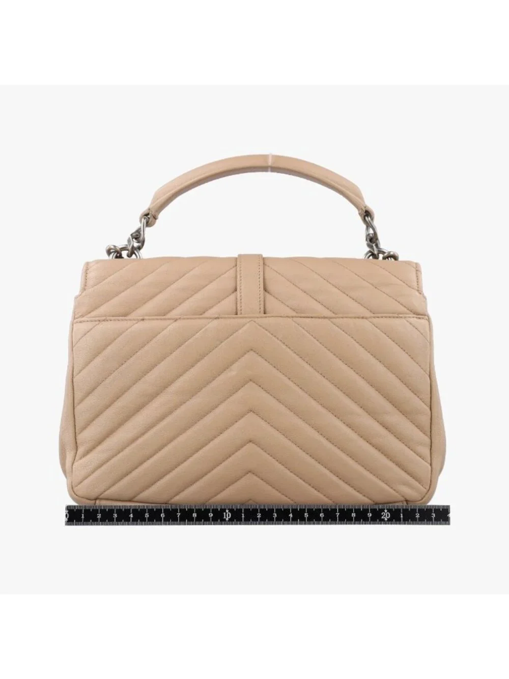 Saint Laurent Carre Beige Leather Shoulder Bag